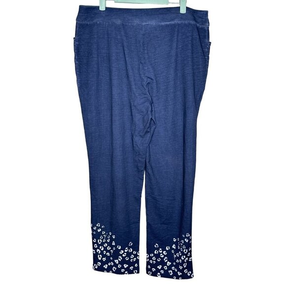 NWT Chico's Cheetah pigment dye blue longe pants size L/12 - Picture 4 of 11